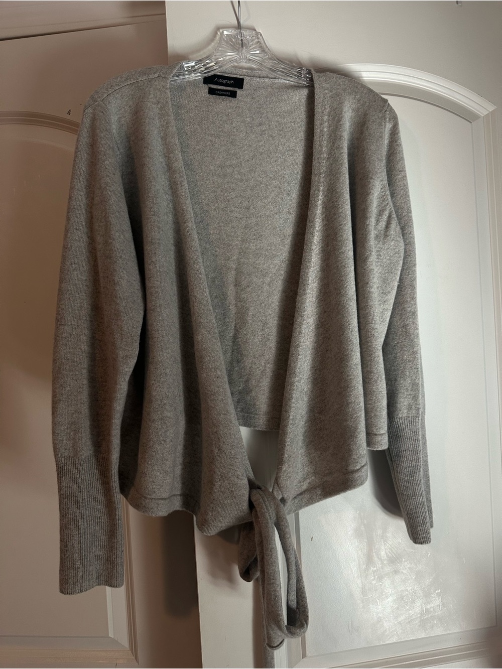 Autograph Light Gray Tie-Front Open Cardigan